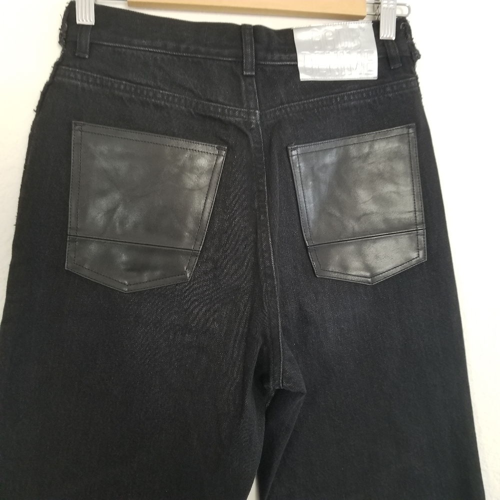 Golden Goose Two Tone High Rise Straight Leg Leather Pocket Jeans Size 2… - Picture 13 of 15